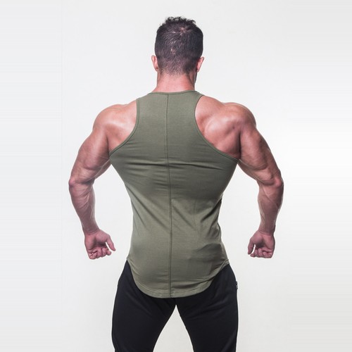 Muscle Gym Stringer Bodybuilding Fitness Wear GYM TANK TOP GILET Gym kaki