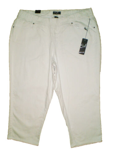 Earl Jeans Pull On Stretch White Denim Capri Crop Womens Plus Size 22W 24W New 