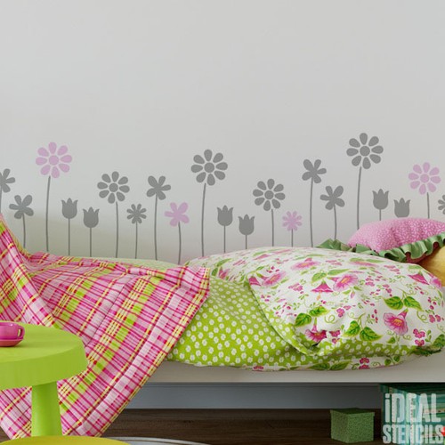 Easter Decoration Stencils Crafts Home Nursery girl Spring Flowers Wall Stencil