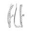 10K White Gold Diamond Climbing Earrings Small Curved Ear Crawlers .10ct