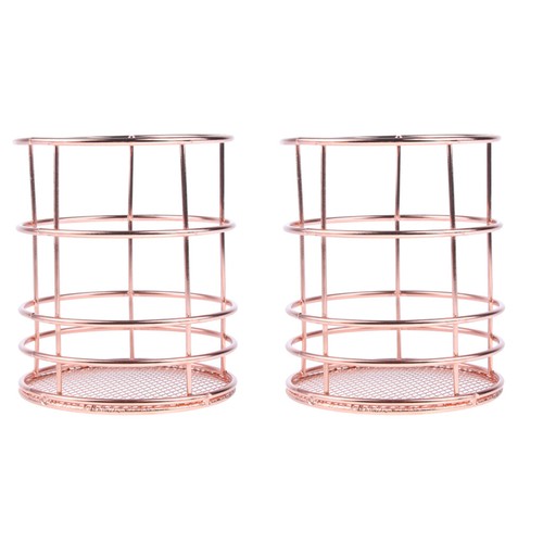 2er-Set Metall Stifthalter Rosegold Stifte Behälter Schreibtisch Make-up