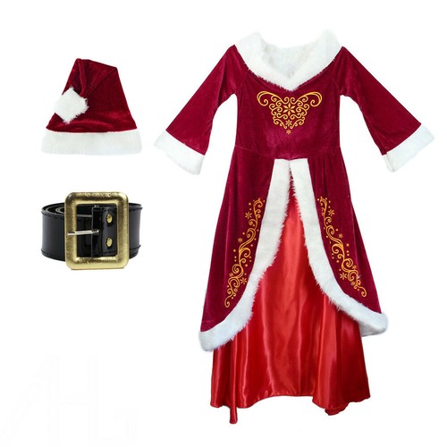 Xmas Ladies Womens Cosplay Costume Outfit Mrs Santa Claus Christmas Fancy Dress