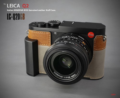 Cámara De Cuero Genuino LIM/'s medio caso cola de milano Placa Para Leica Q2 Gris//Marrón