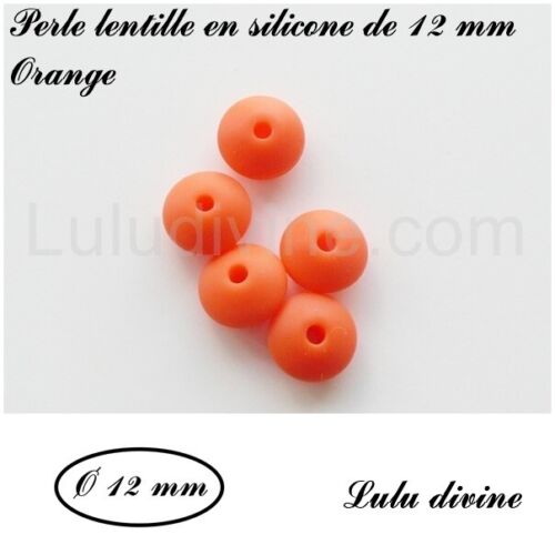 Orange lot de 10 perles Perle lentille en silicone de 12 mm 