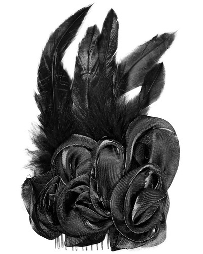Diable Fashion Gothique Cheveux Slide Barrette Plume Rose Noire Plume Steampunk