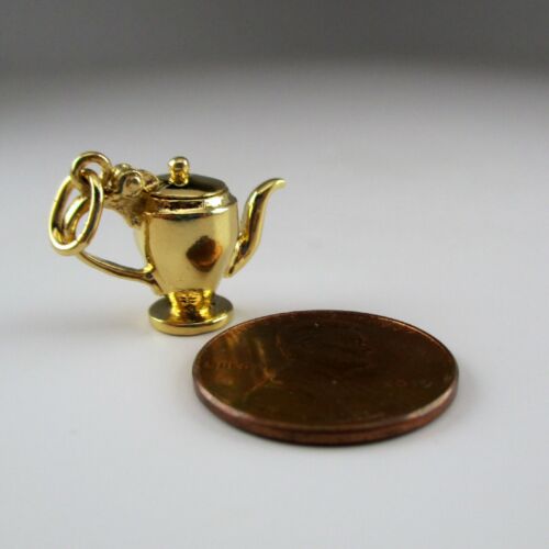 Details about  / Sterling Silver HOTEL COFFEE POT Charm for Bracelet PENDANT Gold Vermeil GIFT