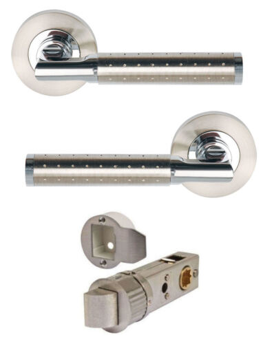 Accessories AURA Dual Finish Satin Nickel/ Chrome Lever on Rose Door Handles 