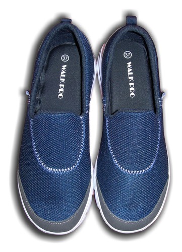 Ladies Girls Summer Trainers Walk Pro Slip On Mesh Black Blue Fuscia Sizes 4-8