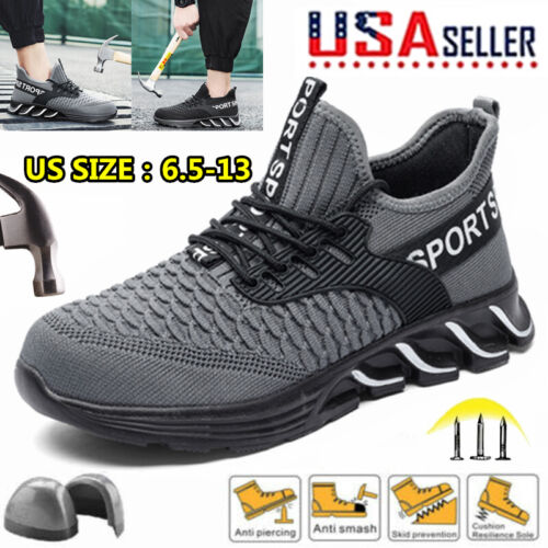 2021 Men's Safety Work Shoes Steel Toe Indestructible Lightweight Boots Hiking 