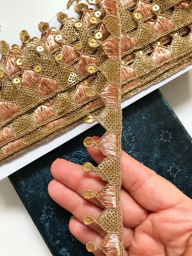 9 Yard Latest Indian two tone Zari Cutwork Kinari Sari Dupatta Lace Trim Boarder