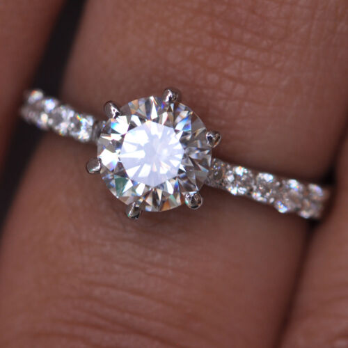 925 Sterling Silver 1.45 Carat Brilliant Round Shape Solitaire Engagement Ring