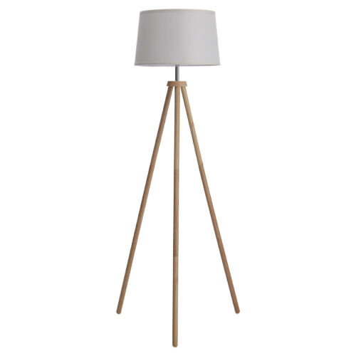 Tripod Floor Lamp 150cm Tall Fabric Lampshades Lounge Lighting Wooden Legs