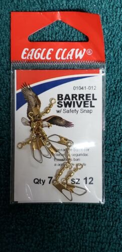 Eagle Claw Barrel Swivel w/ Safety Snap 01041 Brass Black  **pick size 01042 