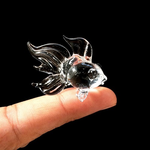 New Tiny Goldfish Hand Blown Glass Figurine Dollhouse Miniature Decor Cute Gift