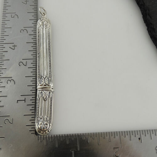 Victorian Replica Needle Case-925 Sterling Silver-Chatelaine Embossed Sewing NEW 