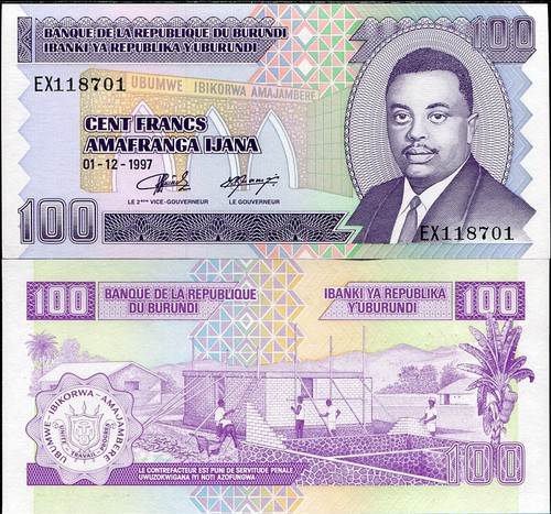 BURUNDI 100 FRANC 1997 P 37 UNC RARE DATE
