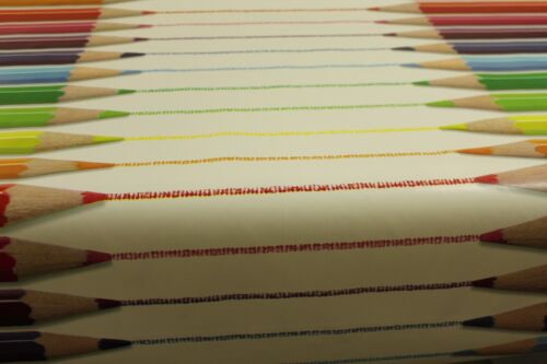 PVC Coloured Pencil Crayons Oilcloth Vinyl Tablecloth Wipe Easy 140CM Width 