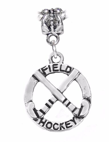 Field Hockey Sticks Sports Gift Dangle Charm fits Silver European Bead Bracelets 