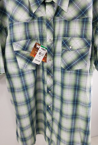 New Mens Wrangler Western Pearl Snap Short Sleeve Shirt Size 2 XT MTW1339 BINY9