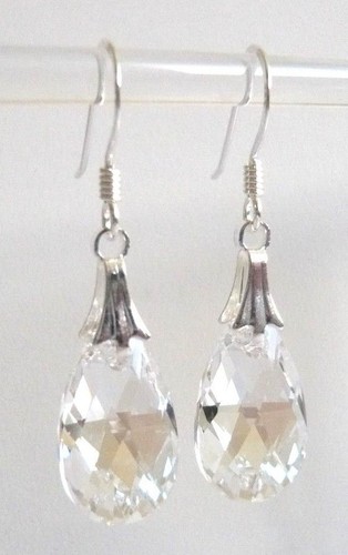Sterling Silver Crystal Moonlight Pear Crystal Hook Earrings Swarovski Elements