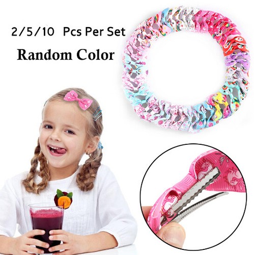 2//5//10Pcs Kids Unicorn Pattern Grosgrain Hair Bows Clip Girls Hair Accessories