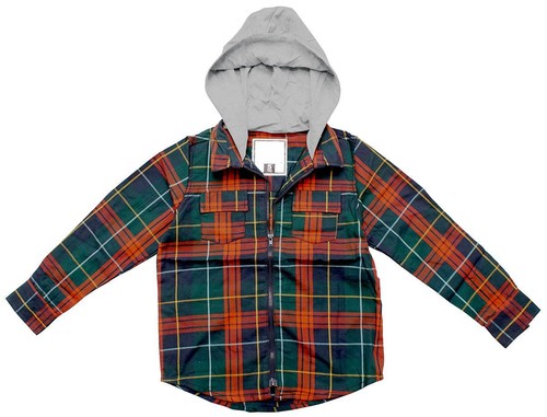 Boys Zip Front Hooded Check Cotton Shirt Checked Hoody Top 3 to 9 Years