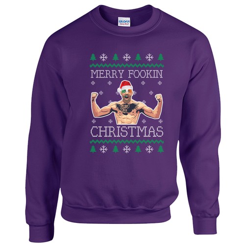 Merry Fookin Xmas Jumper- Conor McGregor- Ufc Adults /& Kids Sizes Purple