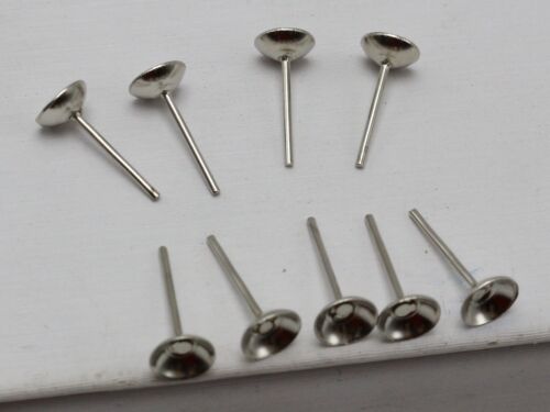 200 Silver Tone 5mm Blank Cup Peg Post Earring Stud Ear Nail Pin with Stopper 