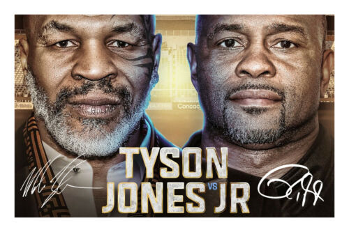 Mike Tyson v Roy Jones Jr Signed A4 Photo Print Poster Autograph Boxing Fight 