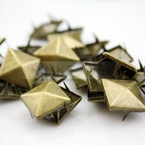 100 x Métal Pyramide Bronze Clous 15 mm Clou Rivet Punk Spike Spots À faire soi-même 