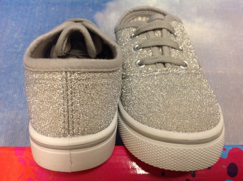 Lil Hazel/'s Girls Silver Glitter Lace Up Sneaker Toddler Size 8 to Youth Size 4