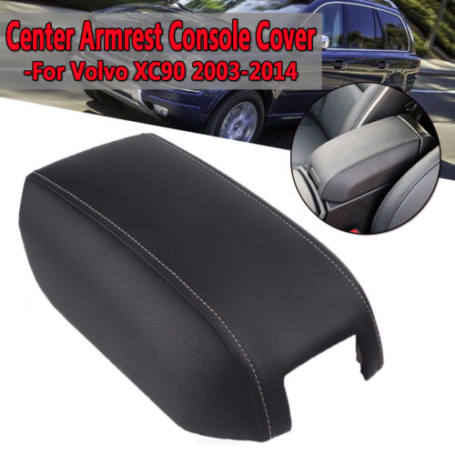 Black Leather Synthetic Armrest Center Console Cover for Volvo XC90 03-14 
