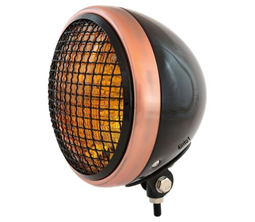 7" Bottom Mount Motorcycle Headlight Spotlight w/ Grill Black Bronze Amber 