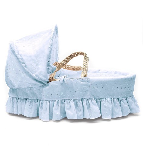Blue Broderie Anglaise Blue Kinder Valley Broderie Anglaise Moses Basket