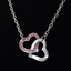 Collana Catenina Donna Ciondolo Cuore Love Coppia Cristallo Strass Rosa Regalo