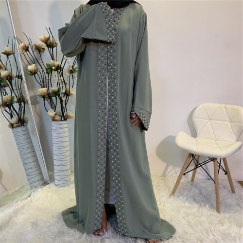 Kimono Open Abaya Maxi Dress Muslim Women Long Cardigan Dubai Kaftan Robe Jilbab 