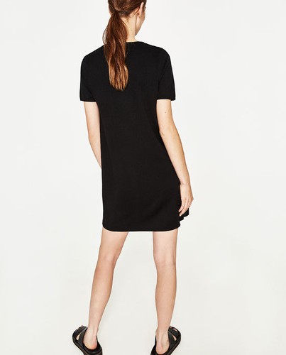 RT$45 Combination Pockets Dress Size M L ZARA Asymmetric Hem FAUX Leather New