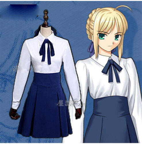 Fate Stay Night Arthur Saber Cosplay costume Robe Décontractée Jupes Shirt Anime 