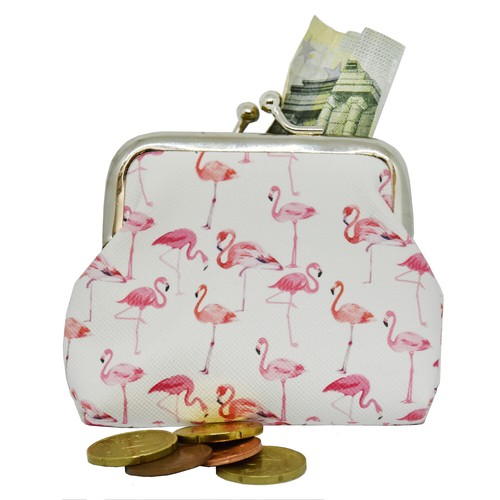 Geldbeutel Flamingo Clipverschluss Geldbörse Portemonnaie Portmonee Etui Damen
