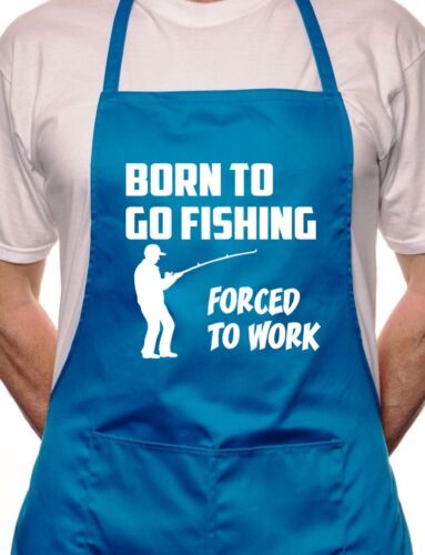 Né aller pêcher angling bbq cuisson drôle nouveauté tablier