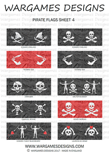 Pike /& Shotte 15mm Pirate Flags Sheet 4 Black Powder