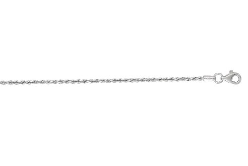 14K Solid White Gold Rope Chain Bracelet 7/" 1.5mm