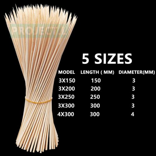Bamboo Skewers Catering 30cm Wooden Sticks Meat BBQ Grill Party Kebab  3mm 4mm