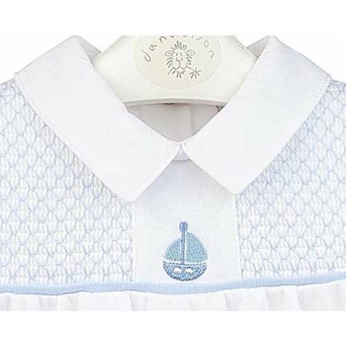 NEWBORN BABY BOY SPANISH STYLE WHITE SMOCKED COTTON BABYGROW ROMPERS BOYS GIFT