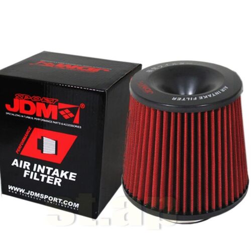 JDM 3/" Performance Air Intake Filter HP Gain High Flow Stainless Steel Black Red
