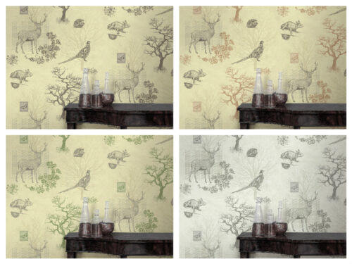 Woodland Stags Shabby Chic Tartan Check Balmoral Forest Animals Wallpaper