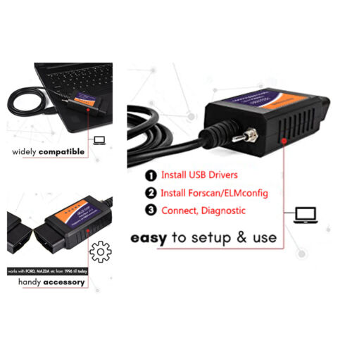 ELM327 USB OBD2 Modified For Ford MS-CAN HS-CAN Mazda Diagnostic Forscan Scanne 