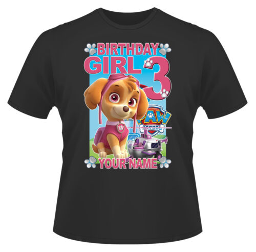 Paw Patrol Birthday Girl Skye Personalised Girls T-Shirt Gift Present 