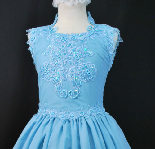 Aqua Blue Little Girl & Girl Pageant Prom Formal Dress  3 4 5 6 7 8 9 10 12 14 