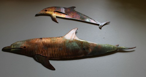Dolphin Pair of 2 Metal Art Decor